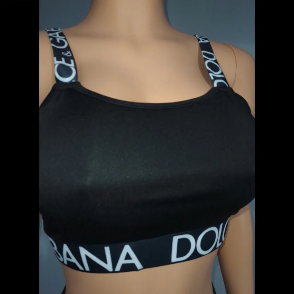 White Dolce & Gabbana Inspired Cami Crop Top & Stretchy Pants Outfit - Picture 10 of 13